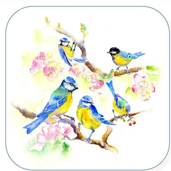 Garden song birds Blue Tits  drinks coaster