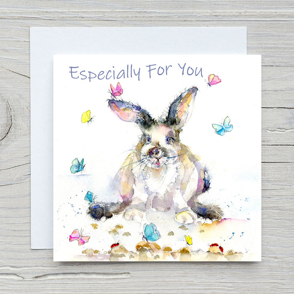 Especially For You White bunny Rabbit Greeting Card Recyclable