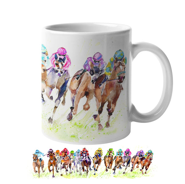 Horse Racing Mug equestrian artist painted image