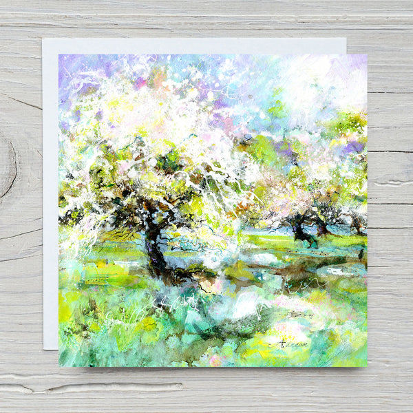 May Blossom Landscape Greeting Card