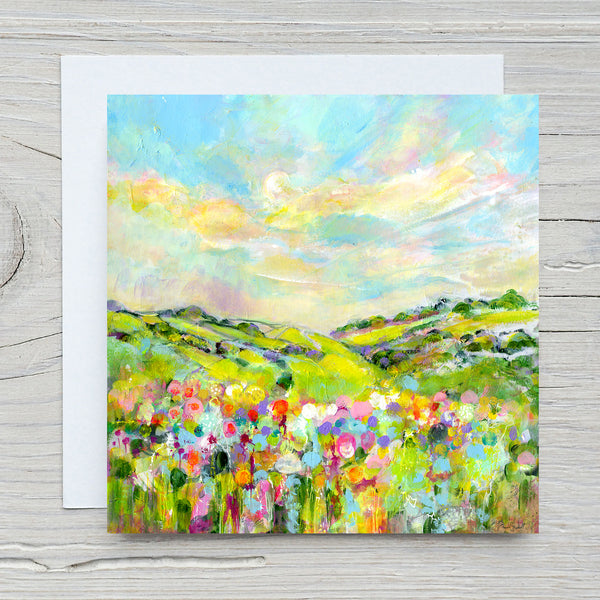 English peaceful Summer Meadow Greeting Card with envelope