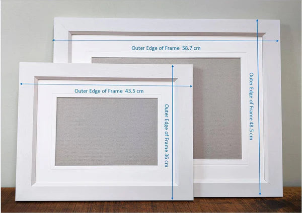 White wood picture frames for sheila gill artwork