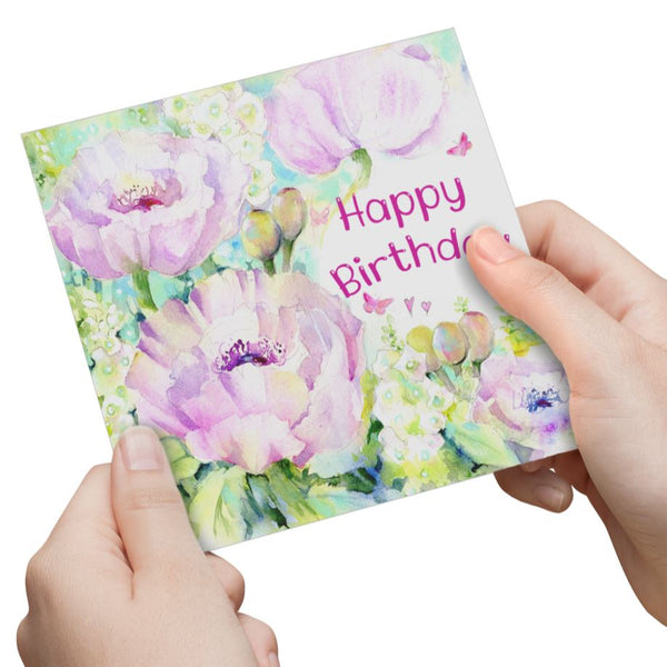 Happy Birthday Poppy Greeting Card designed by artist Sheila Gill