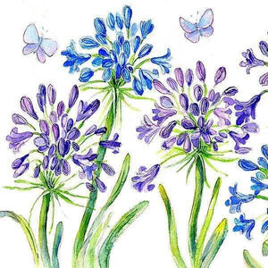 Agapanthus Greeting Card designed by artist Sheila Gill