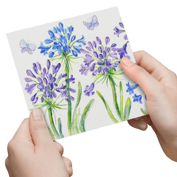 Agapanthus Greeting Card designed by artist Sheila Gill