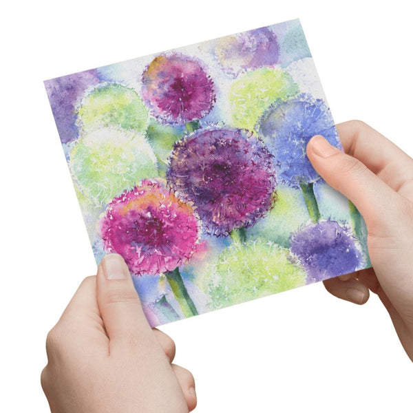 Alliums Greeting Card designed by artist Sheila Gill