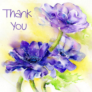 Anemone Flower Thank You Notelet Card Pack designed by artist Sheila Gill
