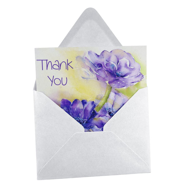 Anemone Flower Thank You Notelet Card Pack designed by artist Sheila Gill