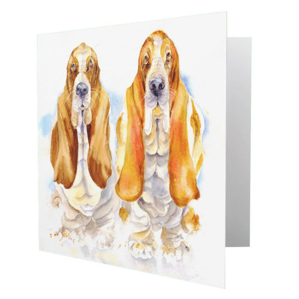 Basset Hounds Greeting Card designed by artist Sheila Gill