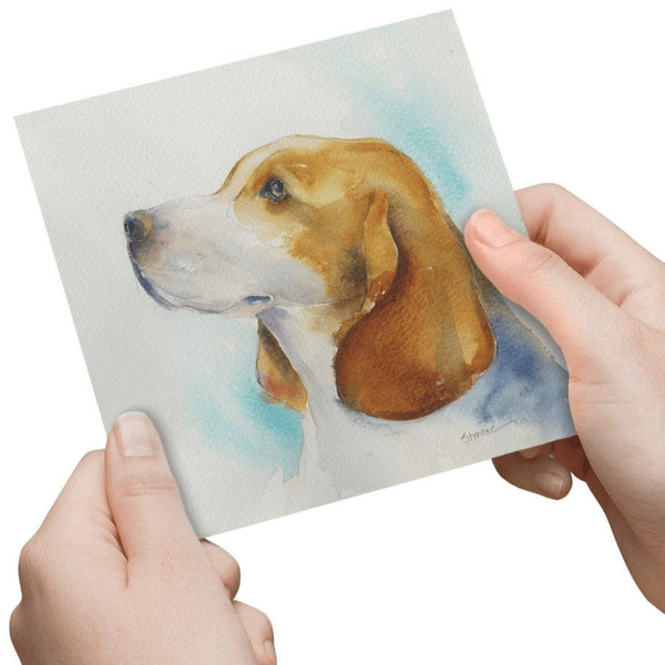 Beagle Greeting Card designed by artist Sheila Gill