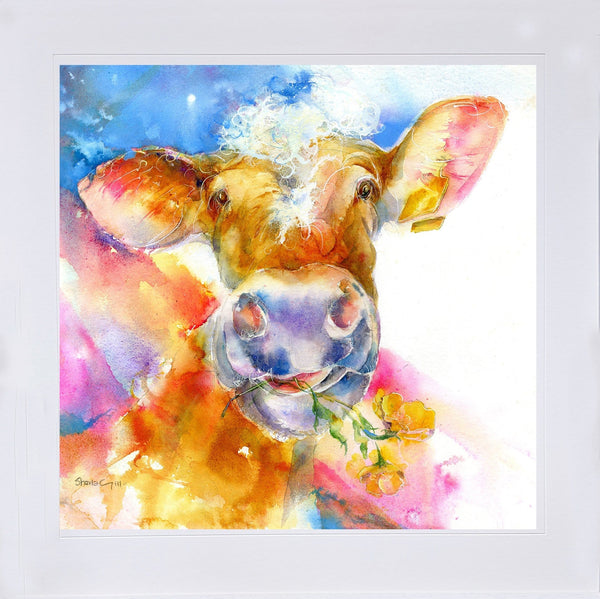 Brown Cow Art Picture designed by artist Sheila Gill