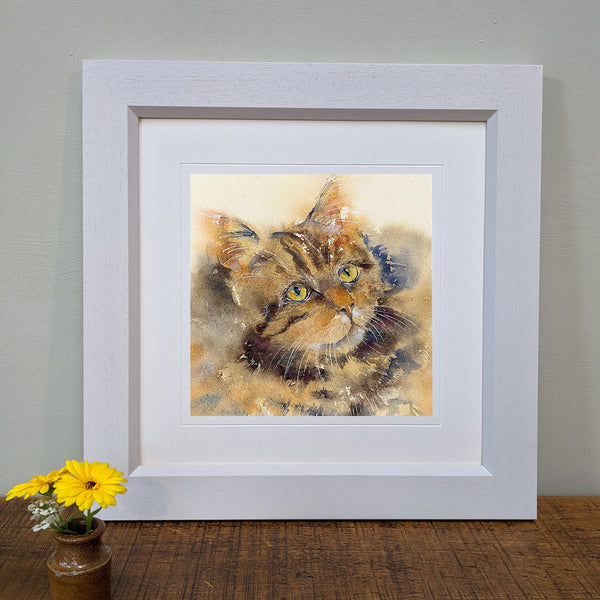 Brown Tabby Cat Art Print designed by artist Sheila Gill