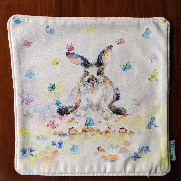 Cushion Cover Only 12 x 12 inches Butterfly Bunny Small Cushion Sheila Gill Fine Art
