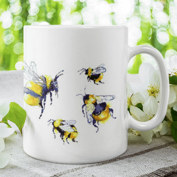 Buzzy Honey Bee Ceramic Mug designed by artist Sheila Gill