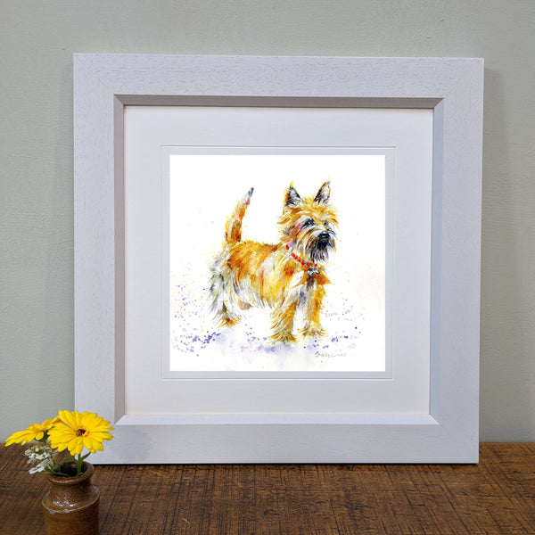 Cairn Terrier Dog Art Print designed by artist Sheila Gill