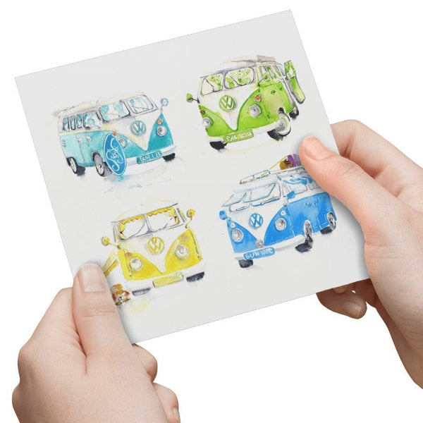 Campervan Greeting Card designed by artist Sheila Gill