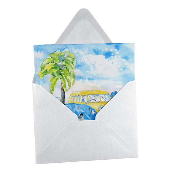 Holiday Campervan Greeting Card designed by artist Sheila Gill