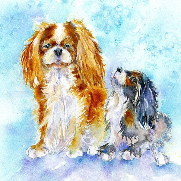 Cavalier King Charles Spaniels Tote Bag designed by artist Sheila Gill