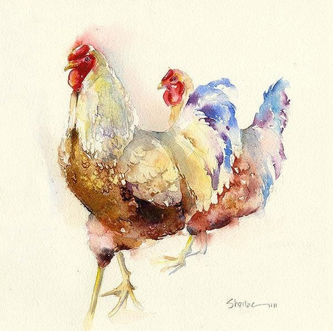 Chicken Greeting Card designed by artist Sheila Gill
