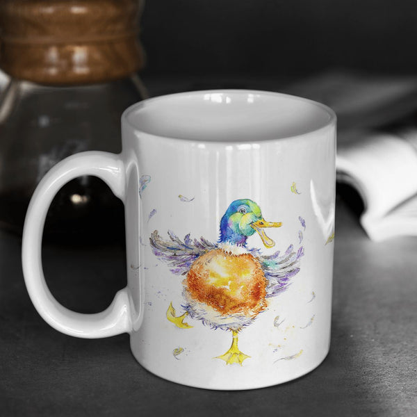 Happy Duck Ceramic Mug designed by artist Sheila Gill