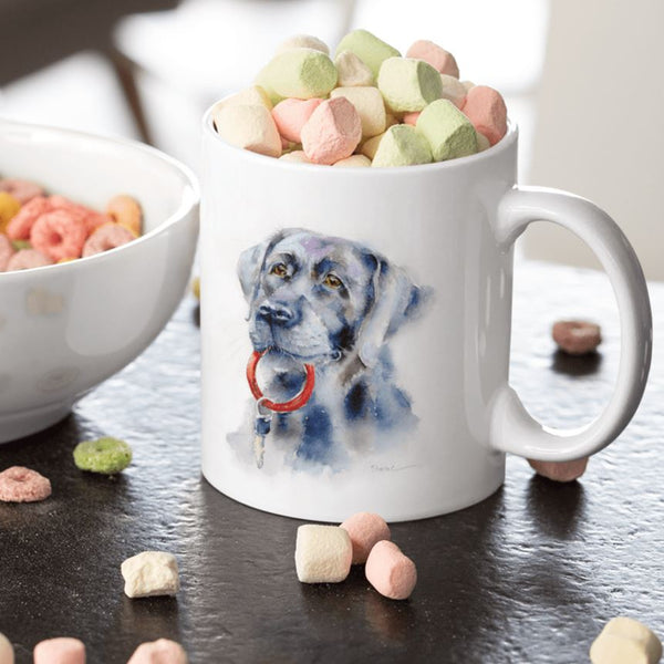 Black Labrador Dog Ceramic Mug designed by artist Sheila Gill