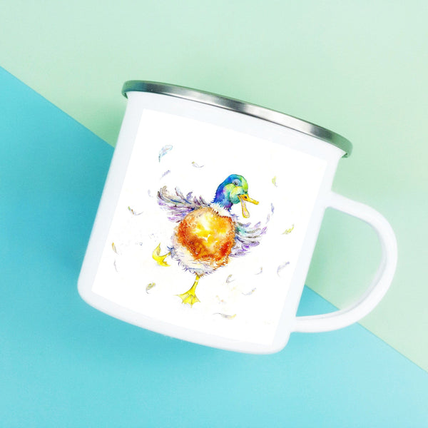 Duck Enamel Mug designed by artist Sheila Gill