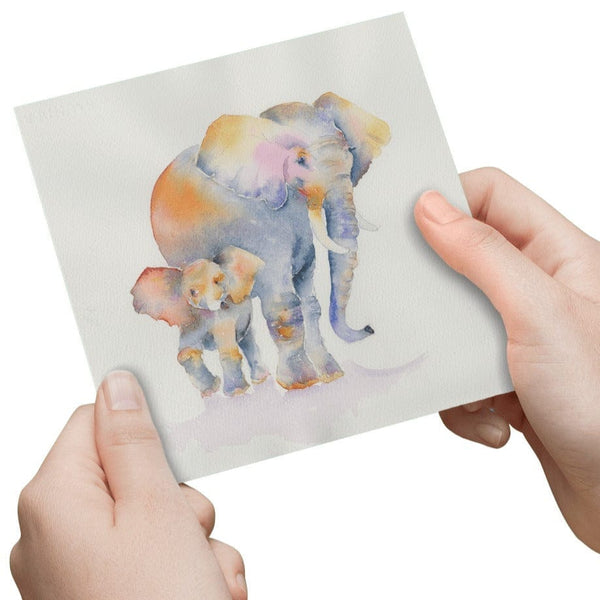 Elephant greeting card designed by artist Sheila Gill
