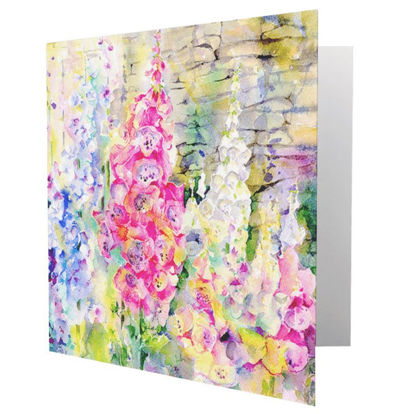 Walled Foxgloves Greeting Card designed by artist Sheila Gill