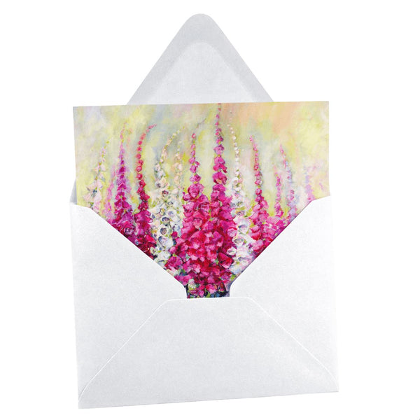 Foxgloves greeting card designed by artist Sheila Gill