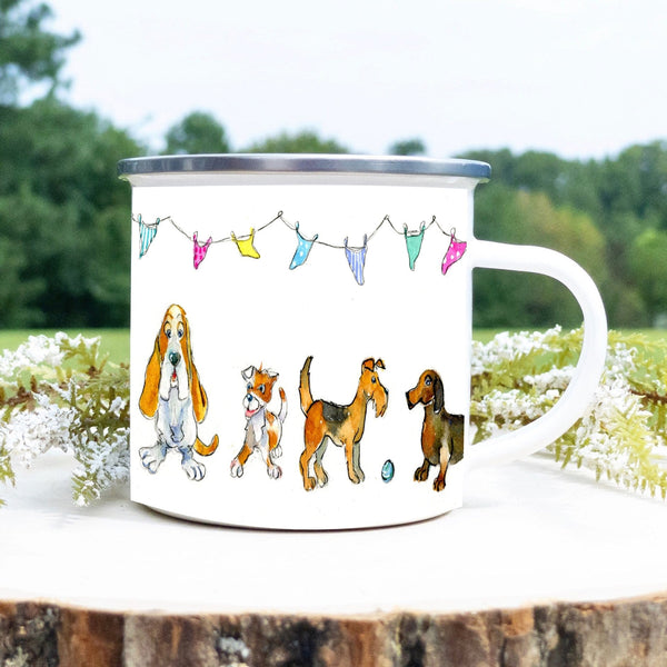 All Breeds Dogs Collection Enamel Tin Mug designed by artist Sheila Gill