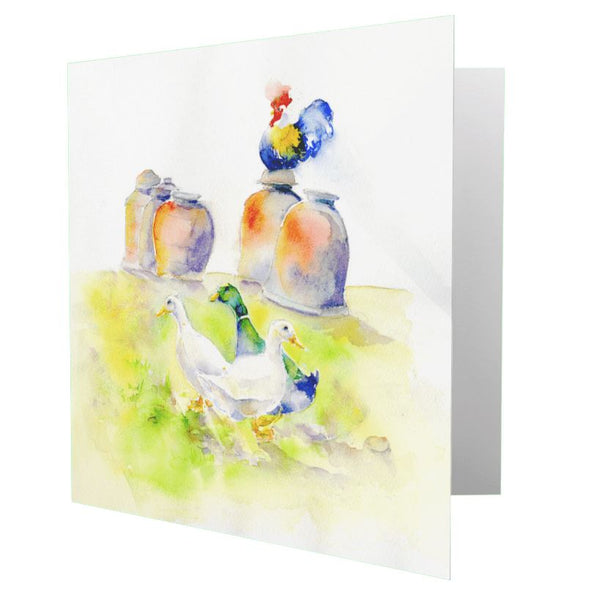 Garden with Ducks Greeting Card designed by artist Sheila Gill