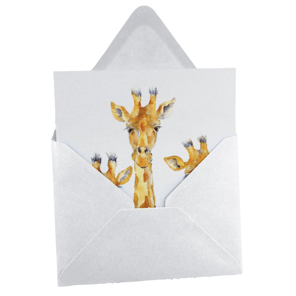 Giraffe greeting card designed by artist Sheila Gill