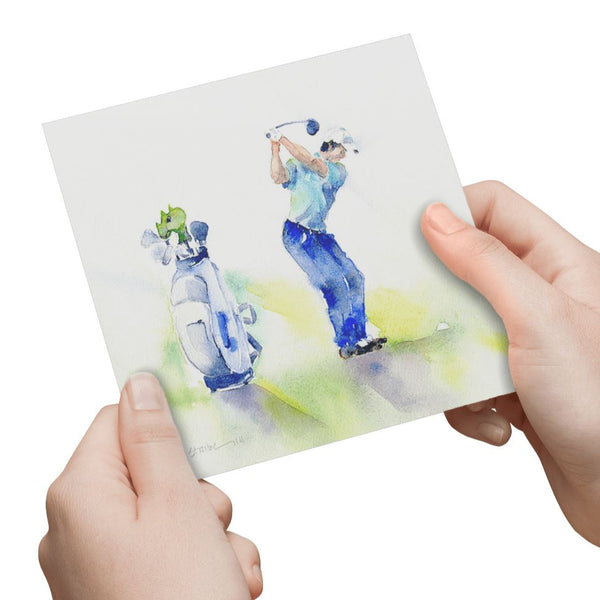 Golf Mans Greeting Card designed by artist Sheila Gill