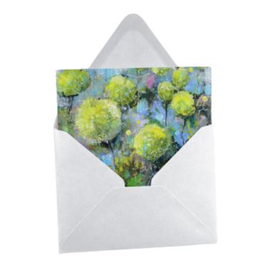 Green Alliums Greeting Card designed by artist Sheila Gill