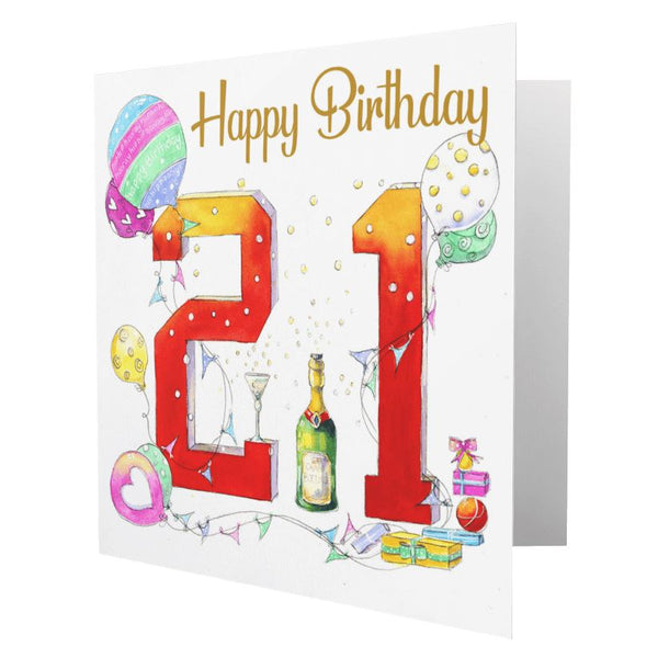 Happy 21st Birthday Card designed by artist Sheila Gill