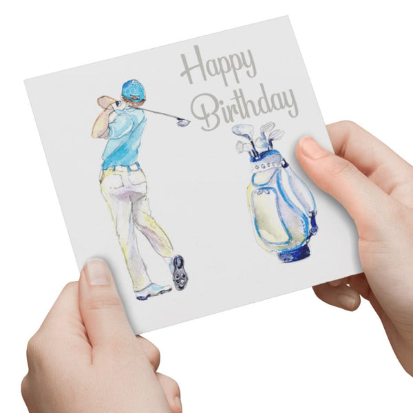 Happy Birthday Golf Greeting Card designed by artist Sheila Gill