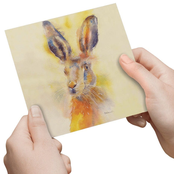 Hare Greeting Card designed by artist Sheila Gill
