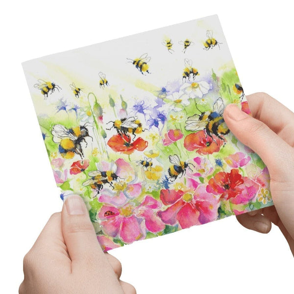 Honey Bees Greeting Card designed by artist Sheila Gill