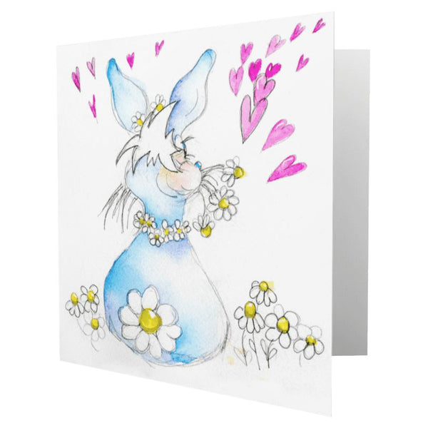 Cute Love Bunny Greeting Card designed by artist Sheila Gill