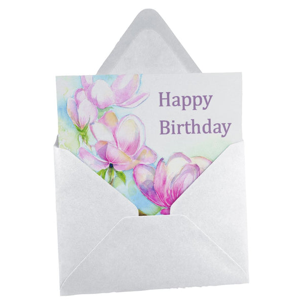 Magnolia Happy Birthday Card designed by artist Sheila Gill