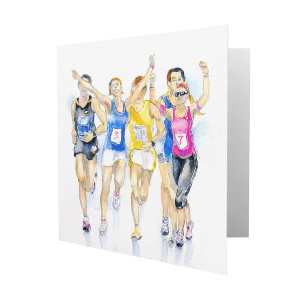 Marathon Runners Greeting Card designed by artist Sheila Gill