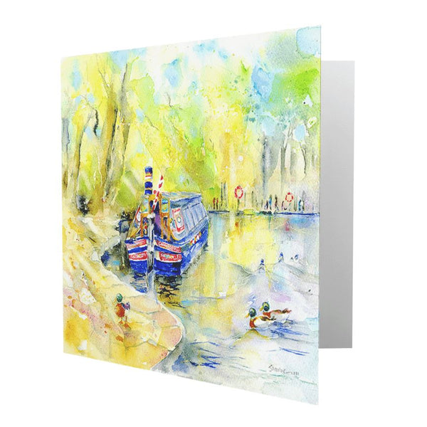 Narrow Boat Greeting Card designed by artist Sheila Gill