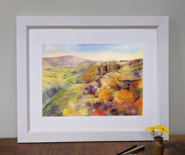 Nether Tor, Edale, Derbyshire - Framed Landscape Art Print designed by artist Sheila Gill
