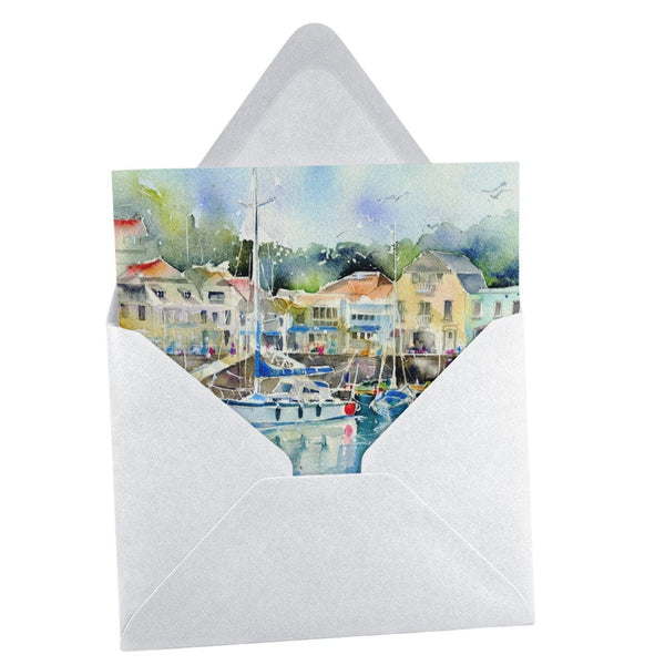 Padstow Harbour, Cornwall Greeting Card designed by artist Sheila Gill