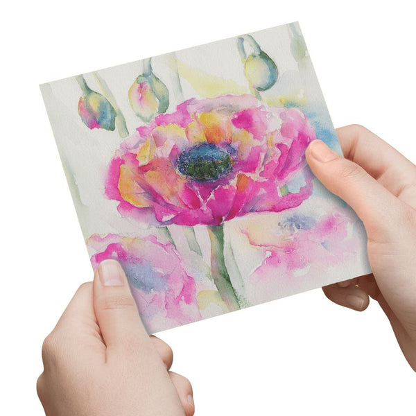 Pink Poppy Flower Card