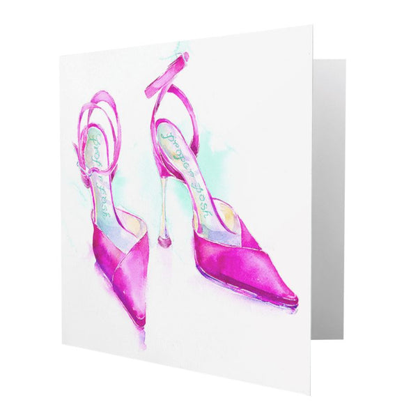 Pink Shoes Greeting Card designed by artist Sheila Gill
