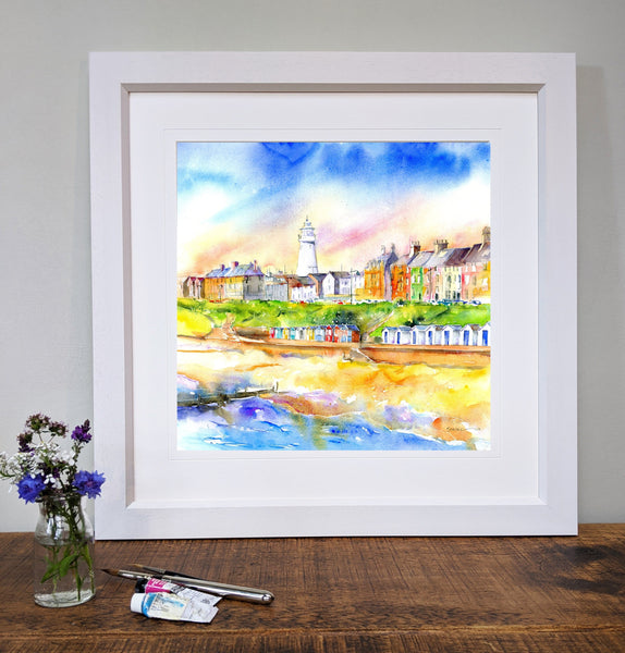 Southwold, Suffolk Art Picture framed seaside village designed by artist Sheila Gill

