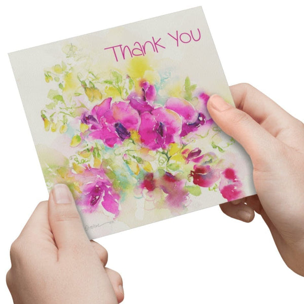 Thank You Sweet Peas Greeting Card designed by artist Sheila Gill