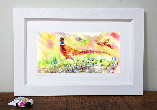 Wild Pheasant Framed Art Print Home decoration designed by artist Sheila Gill