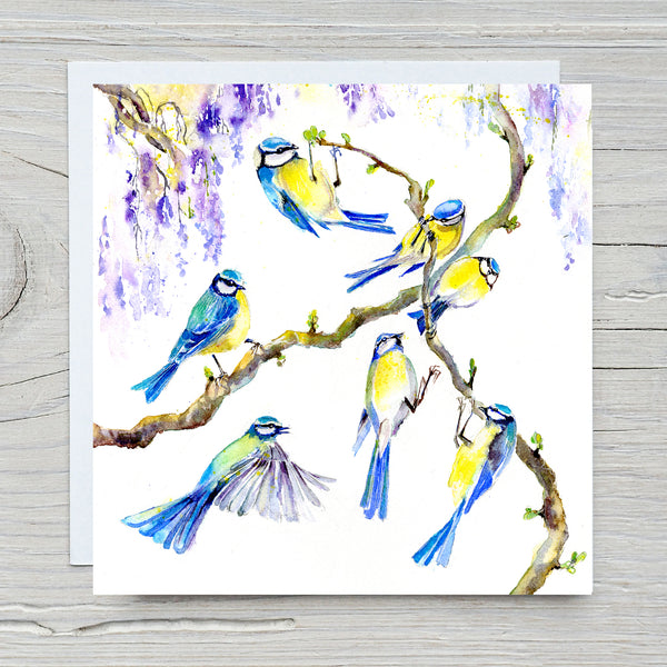 Blue Tits Birds Greeting Card with Envelope